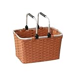 Arfobug 模造籐の手編み収納バスケット 建国記念日のピクニックバスケット 子供用プレイピッキングバスケット 折りたたみハンドル お手入れ簡単 屋外での使用に最適 (大号41x28x26)