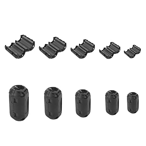 Ceedmon 20 Pieces Clip-On Ferrite Ring Core Rfi Emi Noise Suppressor Cable Clip For 3Mm/5Mm/7Mm/9Mm/13Mm Diameter Cable, Black #TOP2