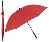 Antivento PERLETTI Ombrello lungo automatico 132 cm di diametro. Colore: rosso. Tessuto in microfibra, struttura e aste in fibra di vetro, antivento