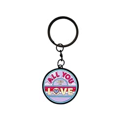 Half Moon Bay All You need Is Love – The Beatles – Multicolor 1.5 Inch Zinc Alloy Metal/Enamel Square Novelty Keychain - Les Beatles, Paul McCartney, John Lennon, RIngo Starr, George Harrison