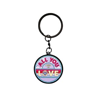 Half Moon Bay All You need Is Love – The Beatles – Multicolor 1.5 Inch Zinc Alloy Metal/Enamel Square Novelty Keychain - Les Beatles, Paul McCartney, John Lennon, RIngo Starr, George Harrison