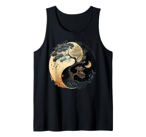 Yin Yang Tree of Life Moon Sun Duality Camiseta sin Mangas