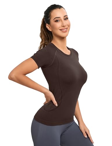 Image of MathCat Seamless Workout Tops for Women, Short Sleeve Compression Athletic Shirts Soft Yoga Gym Tops XS-XL