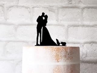 Guinea Pig Wedding Cake Topper With Bride Groom and 2 Guineas Silhouette, Customize Your Own Anniversary Birthday Wedding Party Supplies Cake Topper.