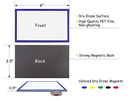 10Pcs Magnetic Dry Erase Labels Ultra-Large, 6X3.5" Thick Reusable Writable Erasable Colored Dry Wipe Magnets Plan Card For Whiteboards Locker Fridge Cabinet Home Office School #TOP4
