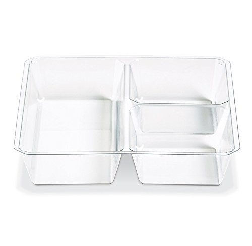 Placon Fresh‘n Clear Gocubes Set: 12 Oz Clear Plastic Container With 3-Compartment Clear Insert Tray And Clear Lid, (50 Sets), Pet Material #TOP2