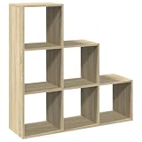 KKgypkn Estantería estable como separador de habitaciones con seis compartimentos, estantería para sala de estar y estudio, estantería con seis compartimentos como separador de habitaciones para una