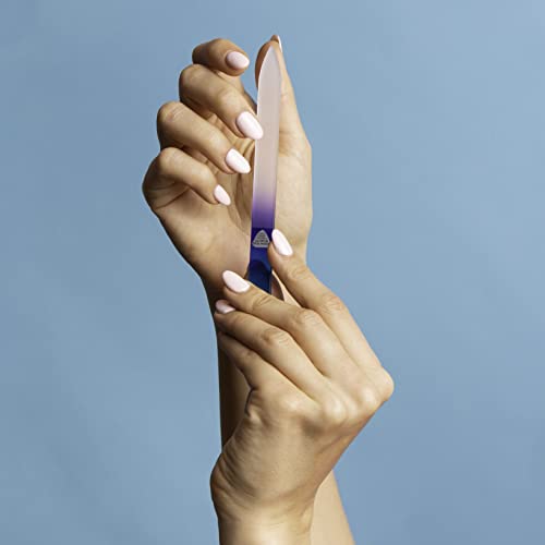 Glass Nail File With Case, Bona Fide Beauty Manicure Fingernail File, Expertly Shape Nails With Gentle Precision Filing, Leaves Nails Smooth - Aqua/Cobalt Premium Czech Glass File #TOP4