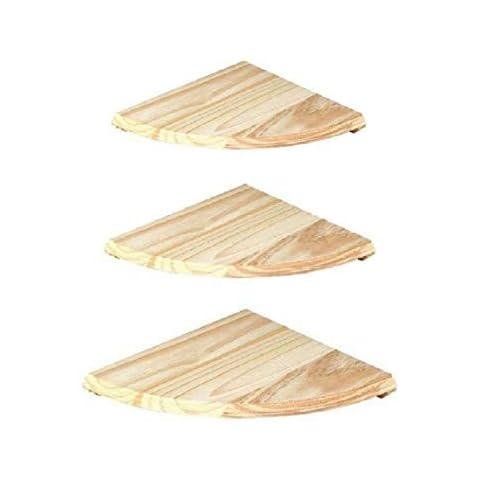 Set of 3 Natural Wood Corner Shelves Cover