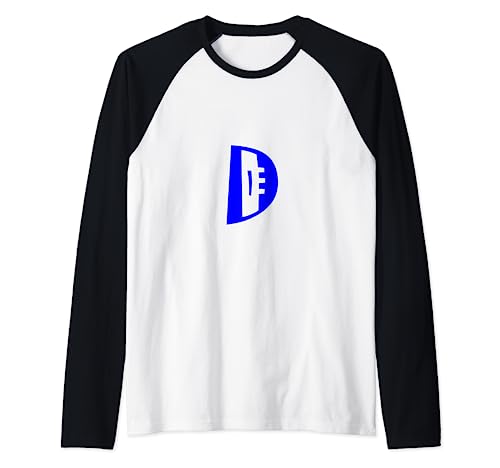 Letra D azul Camiseta Manga Raglan