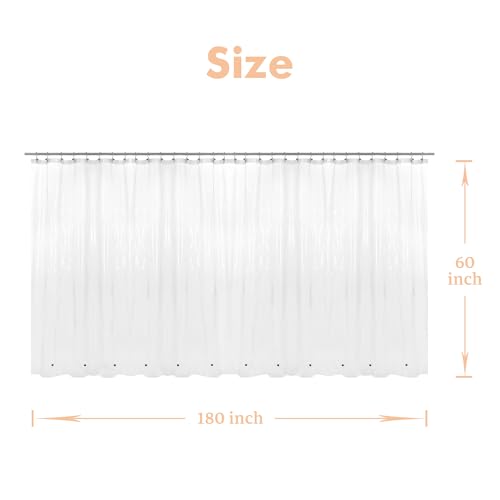 Image of Mrs Awesome Clawfoot Tub Shower Curtain or Liner with 12 Magnets - Free 36 Hooks Included, Waterproof PEVA, 180 inch x 60 inch, Clear