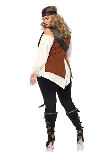 Leg Avenue 85634X Womens - 4 Piece Captain Blackheart Set Cold Shoulder Shirt Leggings And Headband Sexy Halloween Adult Sized Costumes thumb #1