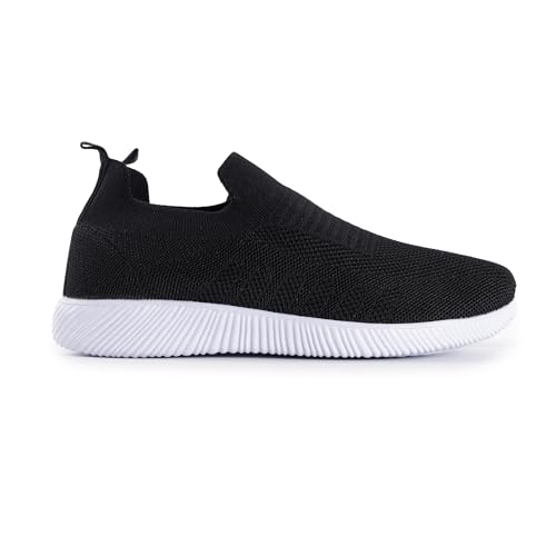 Ladies Slip On Mesh Summer Running Trainers - Womens fashion walking shoes in Beige, Pink, Black. Sports Work & Leisure(Black UK7)