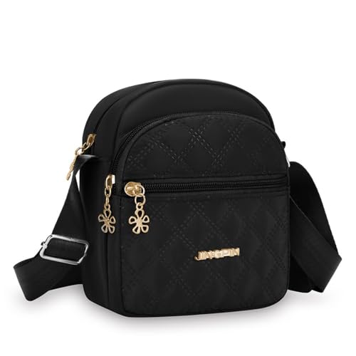 Bolsa tiracolo pequena quadrada multifuncional (preta)