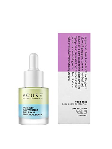Acure Radically Rejuvenating Dual Phase Bakuchiol Serum, 100% Vegan, Provides Anti-Aging Support, Eggplant & Tumeric, Soothes, Hydrates & Antioxidant Rich (0.67 Fl Oz) #TOP4