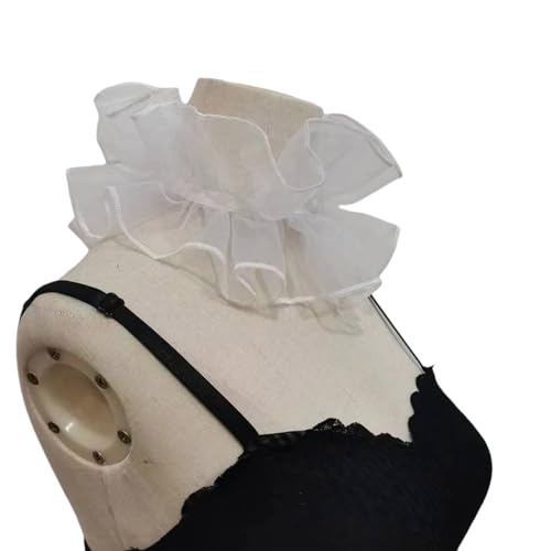 Gola de organza com lapela transparente para camisa, blusa, gola falsa decorativa