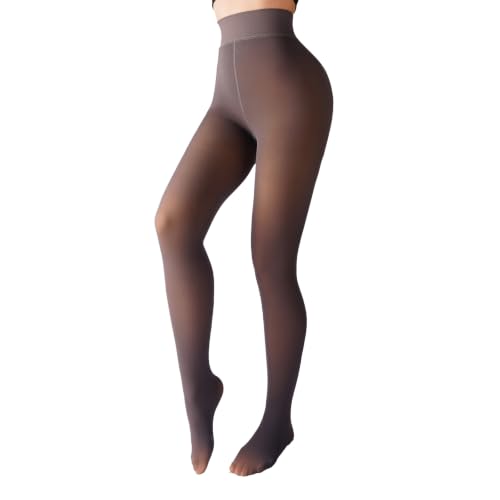Caprilite Women Fleece Lined Tights-Fake Translucent Leggings High Waist Pantyhose Sheer Thick Warm Tights for Winter