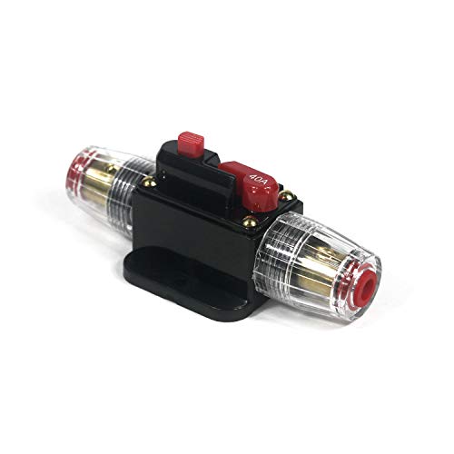 Interruptor de circuito de 12 V-24 V CC 40A y bloque de fusibles inline para audio de coche 1