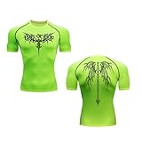 IFIKK Camicia A Compressione da Uomo Anime Print Gym Sport Quick Drying Gym T-Shirts Fitness Canottiere Sportive Elasticità Top T-Shirt Estate Maschio (06GYM,L)