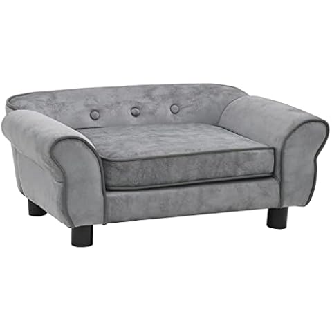 vidaXL Hundesofa Grau 72x45x30cm Plüsch Hundecouch Hundebett Haustiersofa Cover