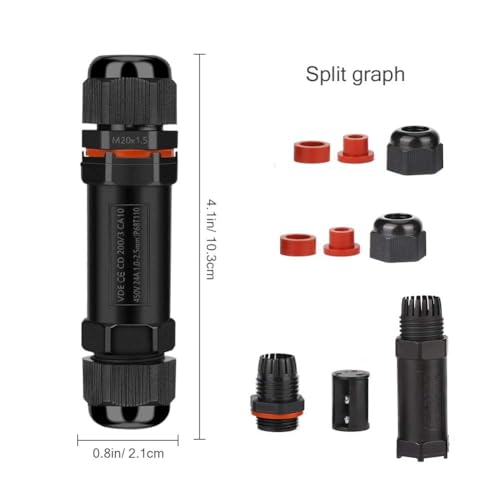 Kabelverbinder Wasserdicht IP68, Verbindungsmuffe Erdkabel Verbindungsbox 3-polig für Ø3-12 mm Kabeldurchmesser, Verteilerdose Abzweigdose Außen Wasserdicht, 4 Stück Schwarz