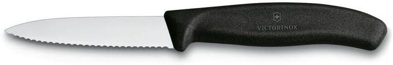 Victorinox 3.25 Inch Swiss Classic Paring Knife with Serrated Edge, Spear Point, Black