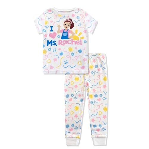 Ms. Rachel 2 Piece Pajama Set - Toddler Girls Boys PJ Set, Short Sleeve Shirt & Pants - Kids Sleepwear Set - Official License