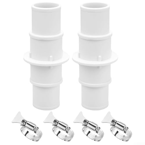 Kit de acoplamiento de manguera de piscina de dos piezas diseñado para adaptarse a tamaños comunes con abrazaderas de acero inoxidable