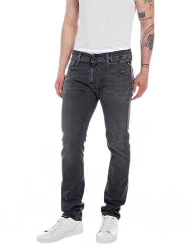 REPLAY Adult M1005 Rocco X-Lite Jeans, Black Delavé 099, 28W / 32L