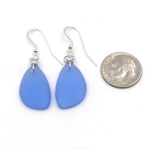 Popular Dusty Periwinkle Blue Sea Glass Earrings With Handmade Knot And Sterling Silver Hooks, Great With Jeans, Great Gift, By Aimee Tresor #TOP3