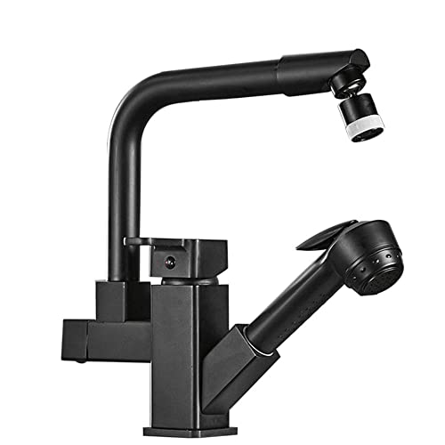 Grifo de latón negro para la cocina familiar con manguera telescópica regulable