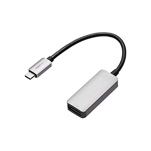 Amazon Basics Unidirektionaler Aluminium-Adapter USB-C-(Quelle) auf DisplayPort (Display) (4K@60Hz), Thunderbolt 3-kompatibel, Grau