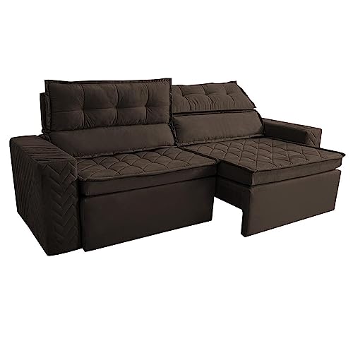 Sofá Retrátil e Reclinável 2,00m Cama Inbox Charm Velusoft Café