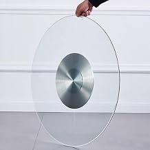 Lazy Susan Turntable Large Glass Lazy Susan Turntable For Dining Table Serving Tray, 24" 28" 32" 35" 39" Serving Plate Sturdy Rotating Tray, Silent Heat Resistant Color Transparent, Size 60cm/24