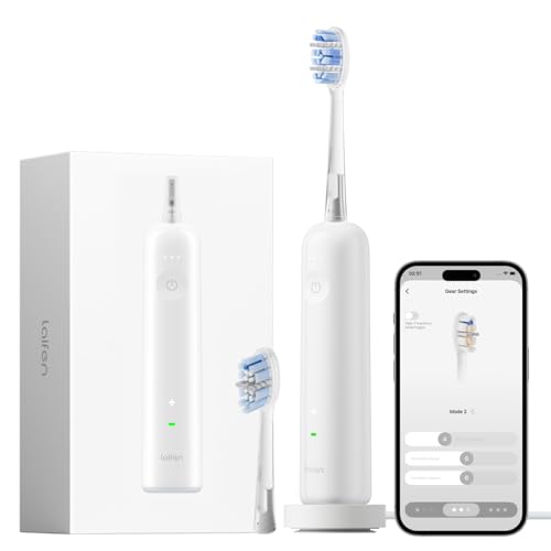 Laifen Wave Pro Elektrische Zahnbürste 60 WaveMotion & 66.000 Vpm für Tiefenreinigung 70 Tage Akku Drucksensor & App-Customizing nahtloses Design ideal für Reisen inkl. 2 Pro-Köpfe (ABS Weiß)