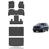 KELCSEECS® Floor Mats & Cargo Liner with Seatback Mats for 2021-2025 Ford Expedition Max(Only Fit Max) 7 Seats Bench Seating, All Weather Protection TPE Liners Full Set Expedition Accessories Black