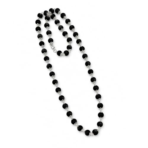Sri Mandir Karungali Mala Silver Cap Necklace, 54+1 Beads, 8mm | Certified Natural Black Ebony Wood | Powerful Protection Against Negative Energy & Evil Eye | Temple Blessed & Energized