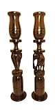 10” Elephant Candlestick Pair Pure Black Ebony Hand Carved in East Africa***Going Out of Business Sa