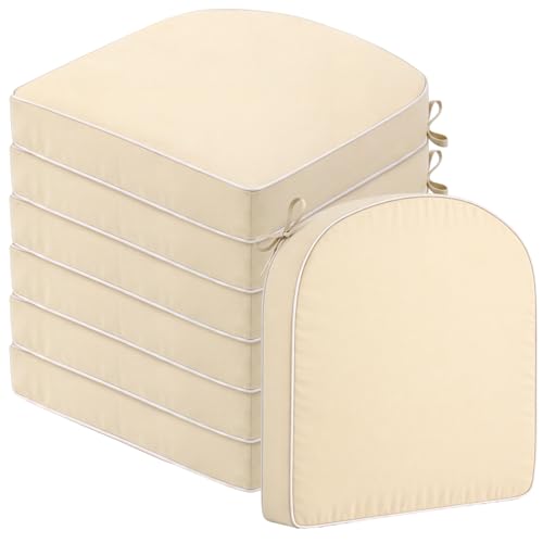 Pickmesh 6 Pcs 19x19 Outdoor Chair Cushions Set Waterproof, Beige by Pickmesh - Used condition - US$41.79