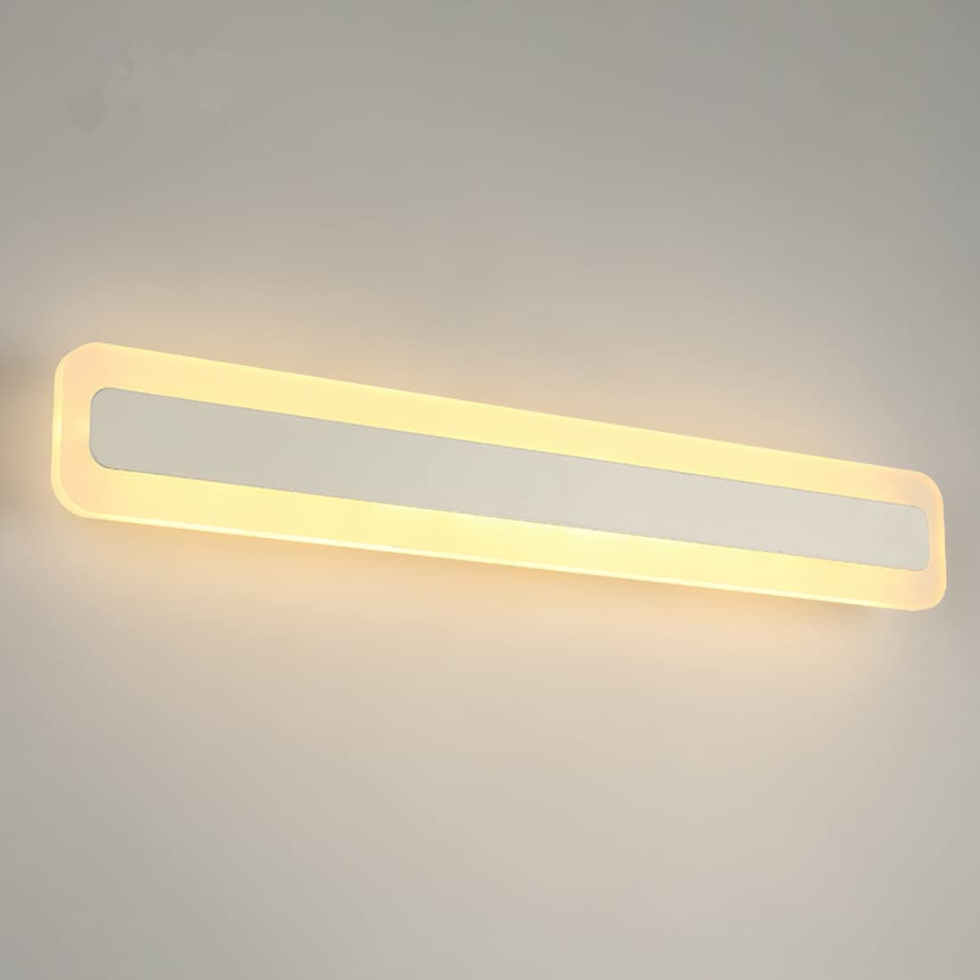Applique LED miroir rectangle en métal blanc et acrylique moderne
