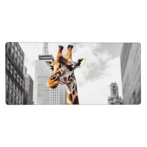 Grand tapis de souris de bureau pour la maison avec motif girafe à New York 90x40