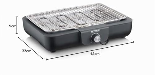 Miniatura 9 de Severin Barbacoa De Mesa Con Parrilla De Acero Inoxidable, Para Interior Y Exterior, 2.300 W, Superficie De La Parrilla De 37 X 29 Cm, Regulación De Temperatura Por Termostato, Negro Pg 8554