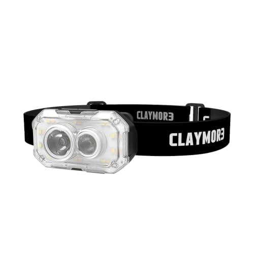 Claymore HEADY+ Black - Super Bright 600LM Led Headlamp, USB-C Rechargeable Headlight, Waterproof, Wearable Light for Outdoors, Backpacking and Work, Camping & Fishing