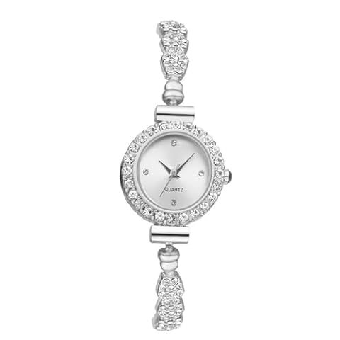 JewelryWe Zegarek bransoletka dla kobiet: Iced Out cyrkonia analogowe kwarcowe kwadratowe zegarki - casualowe eleganckie zegarki prezenty dla kobiet dziewczyny matki żony, biały, Adult, elegancki" lub