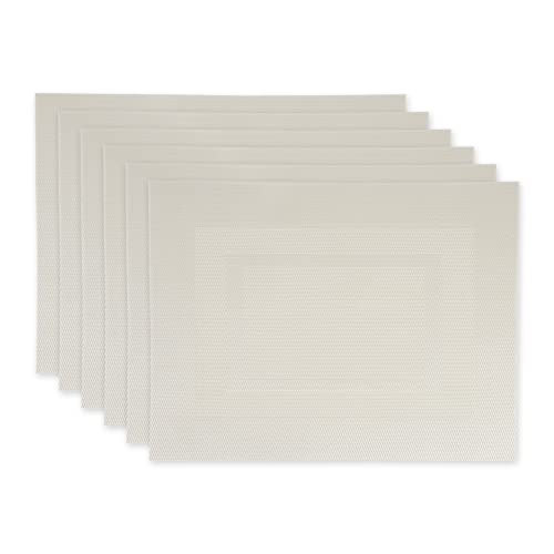DII PVC Tabletop Collection Woven Indoor/Outdoor, Placemat Set, 13x17.25, Natural, 6 Piece