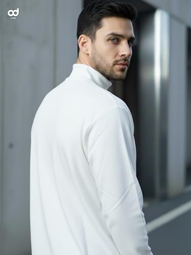 o-day Camiseta de cuello alto para hombre, 100 % algodón cálido – Camiseta de cuello alto para hombre, ajuste cómodo y suave, tallas M-XXL, Color blanco., M