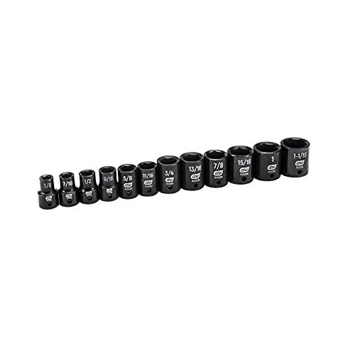 Gearwrench 12 Pc. 1/2" Drive 6 Pt. Standard Impact Socket Set, Metric - 84930N #TOP2
