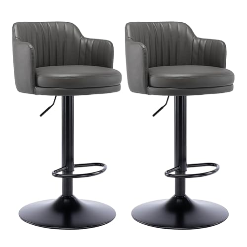 YDkjwjw Juego De 4 Taburetes De Bar De Cuero Sintético para Desayuno, Comedor, Isla De Cocina, Elevación De Gas Giratoria Ajustable, Reposapiés Y Base De Acero.