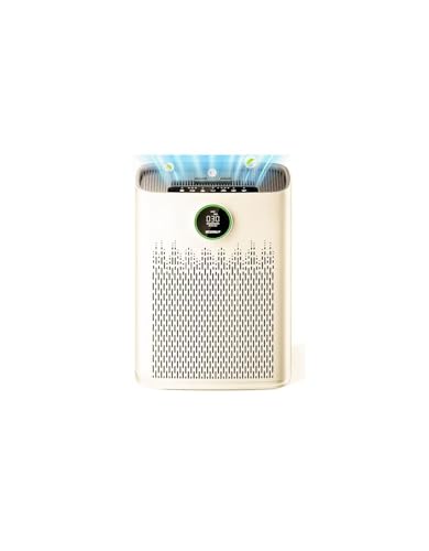 Air Purifiers for Home Large Room, Cover Up to 2400 Ft² with True HEPA Filter, Smart Mode, PM2.5 Air Quality Display, 22dB Sleep Mode, Aromatherapy with 2X-Purification, HAP603, Golden White