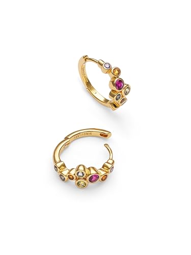 Miniatura 3 de SINGULARU Pendientes Mujer Rainbow Bubbles S Baño Oro | Acero con baño de oro de 18kt resistente al agua con detalle de perla cultivada.